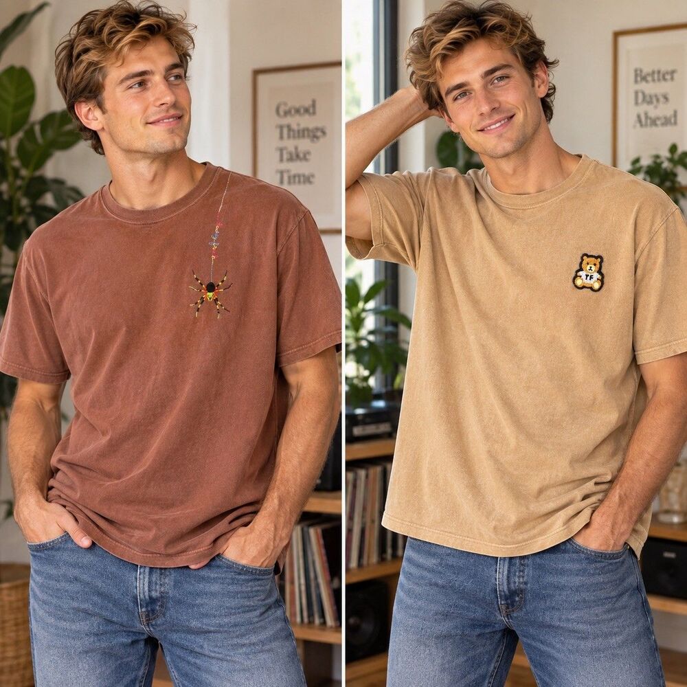 Lot of 2 Teddy Fresh Shirt Mens 2XL SpiderWeb/Teddy Embroidered Short Sleeve USA